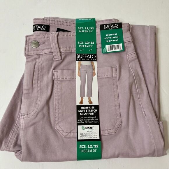 BUFFALO David Bitton Women’s Crop Pant Brigette Size 12 High Rise Soft Lilac NWT - Picture 5 of 9